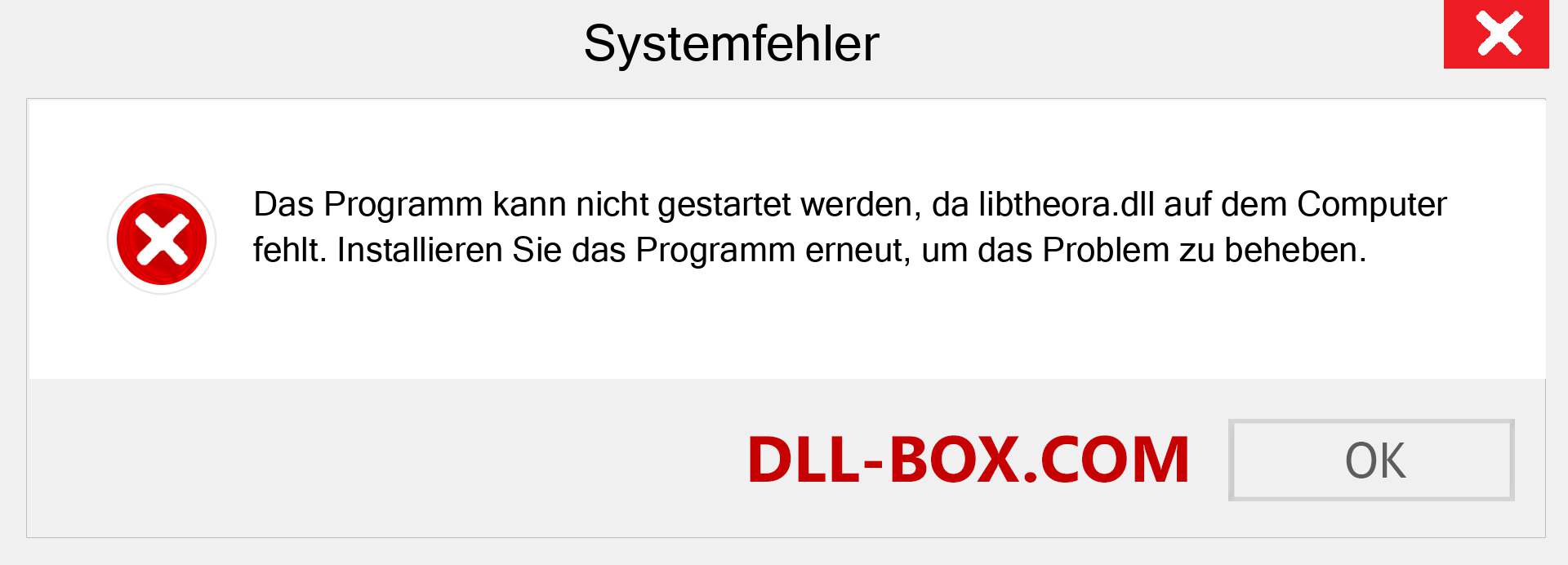 libtheora.dll-Datei fehlt?. Download für Windows 7, 8, 10 - Fix libtheora dll Missing Error unter Windows, Fotos, Bildern