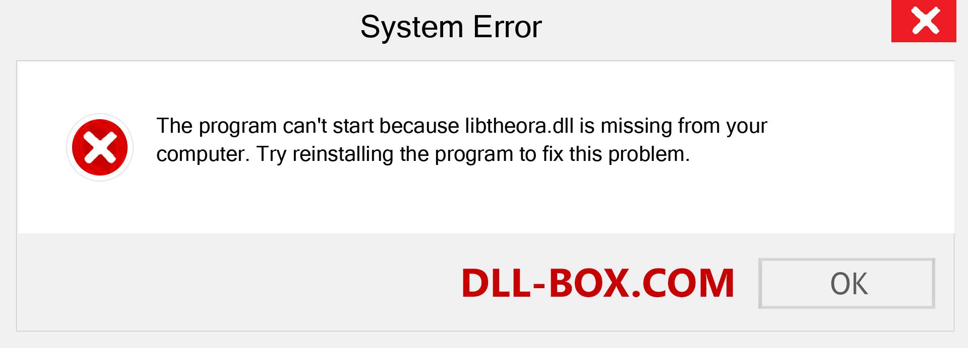  libtheora.dll file is missing?. Download for Windows 7, 8, 10 - Fix  libtheora dll Missing Error on Windows, photos, images