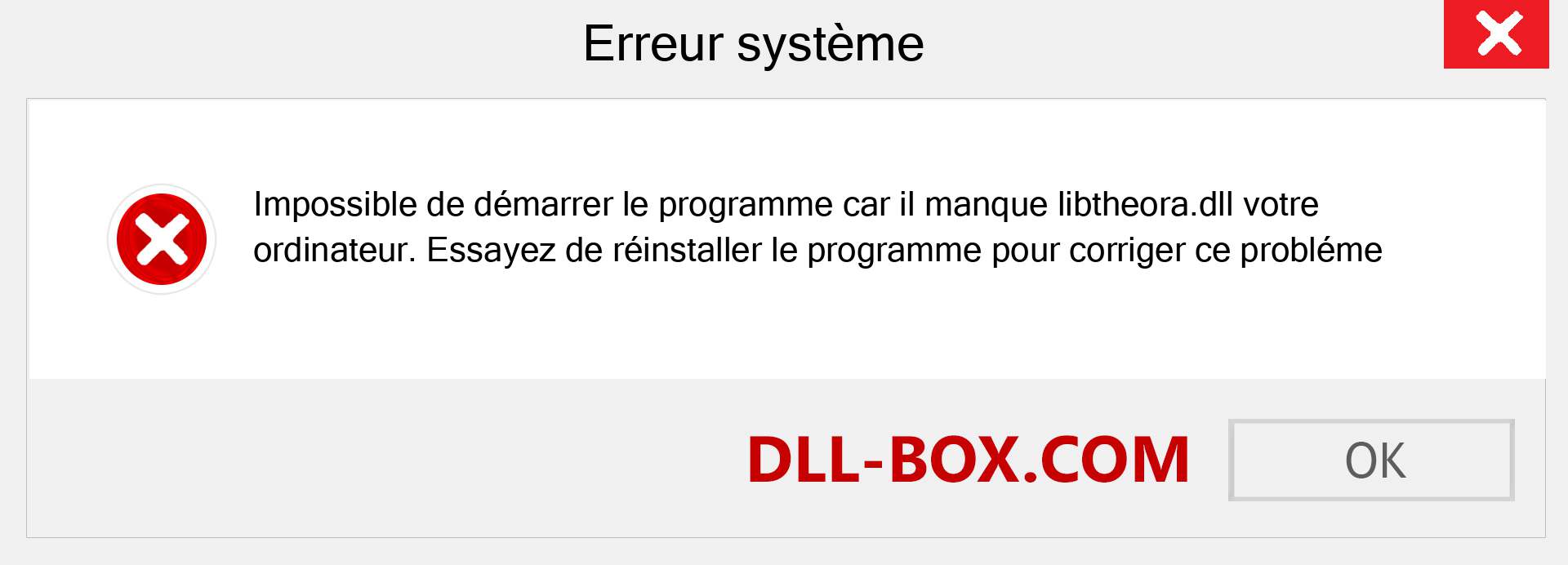 Le fichier libtheora.dll est manquant ?. Télécharger pour Windows 7, 8, 10 - Correction de l'erreur manquante libtheora dll sur Windows, photos, images